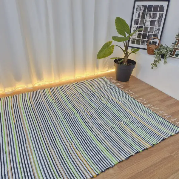 Large White Black Green Yellow Rug - 150x200cm - Traditional Rug