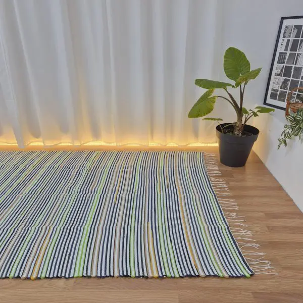 Large White Black Green Yellow Rug - 150x200cm - Traditional Rug