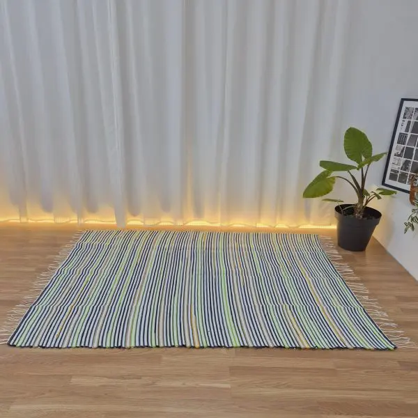 Large White Black Green Yellow Rug - 150x200cm - Traditional Rug