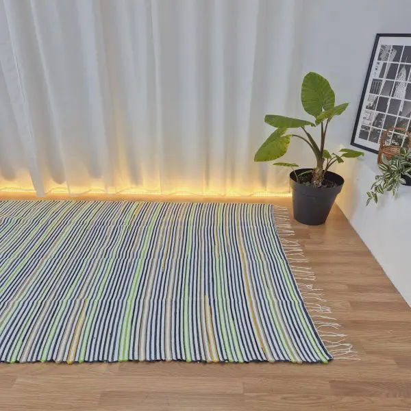 Large White Black Green Yellow Rug - 150x200cm - Traditional Rug