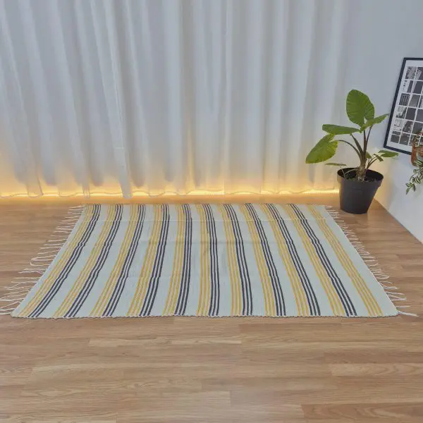 Large Yellow Black Blue Rug - 150x200cm - Traditional Rug