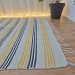 Large Yellow Black Blue Rug - 150x200cm - Traditional Rug