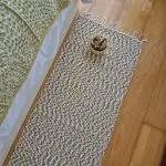 runner rug white and green made in recycled cotton