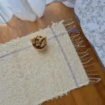 small ecru and purple rug made in recycled cotton