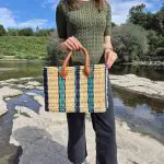 Reed Basket in Beige Green and Purple Colors