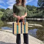 Reed Basket in Beige Green and Purple Colors