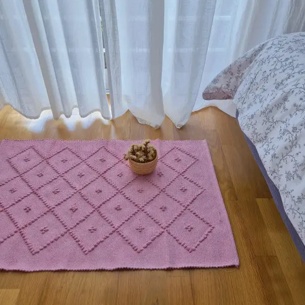 Small Pink Rug - 50x90cm - Knotted Rug