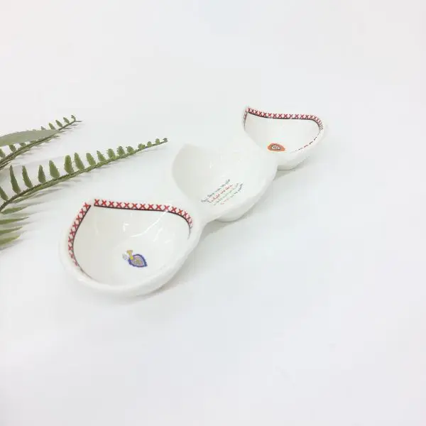Porcelain Appetizer Plate Divided into Three