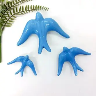 glazed blue birds handmade ceramic