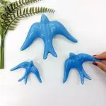 Glazed Azure Blue Swallows Wall Hanging Decor