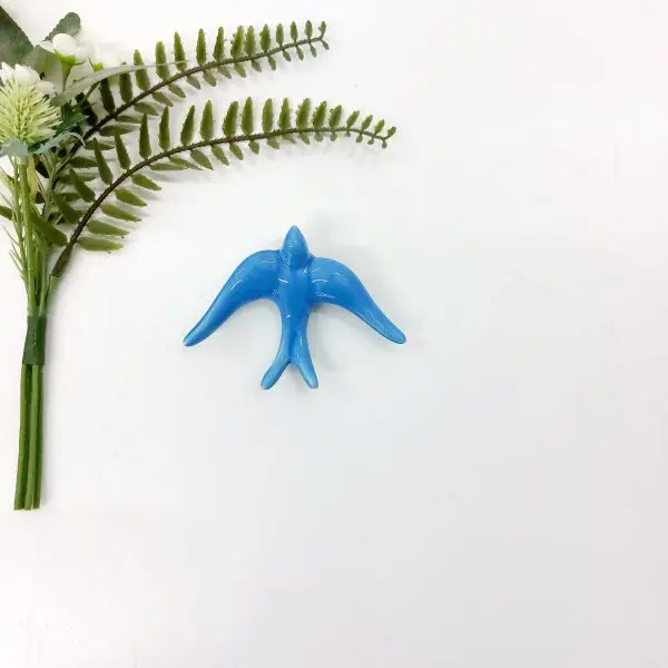 Glazed Azure Blue Swallows Wall Hanging Decor