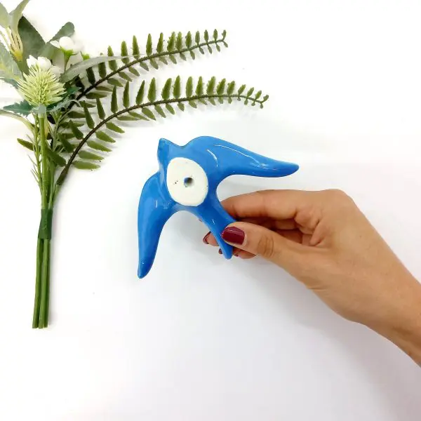 Glazed Azure Blue Swallows Wall Hanging Decor