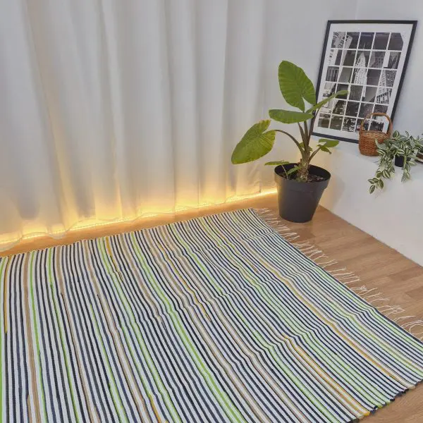 Large White Black Green Yellow Rug - 150x200cm - Traditional Rug