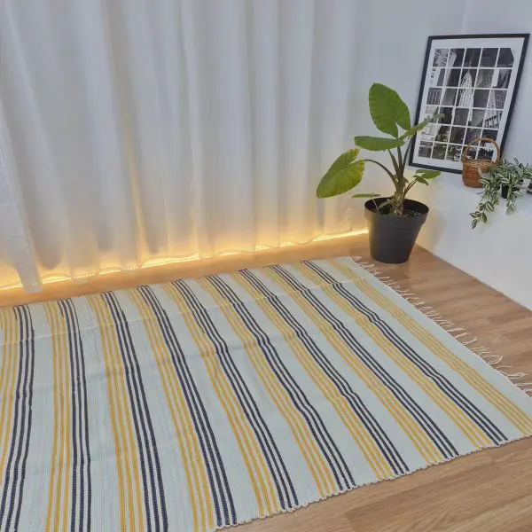 Large Yellow Black Blue Rug - 150x200cm - Traditional Rug