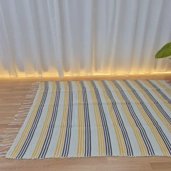 Large Yellow Black Blue Rug - 150x200cm - Traditional Rug