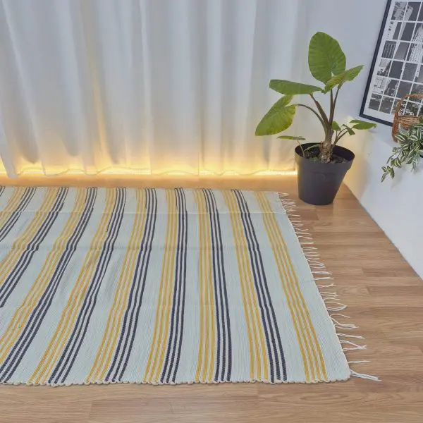Large Yellow Black Blue Rug - 150x200cm - Traditional Rug