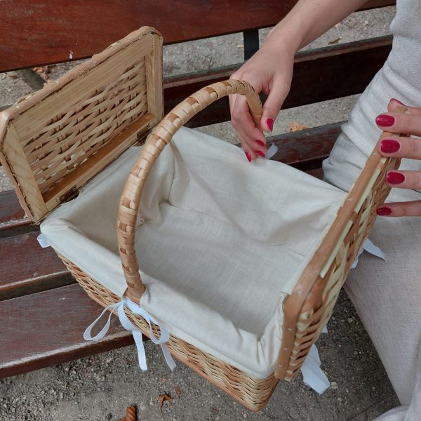 Color Wicker Picnic Basket - Rectangular Cream - Small