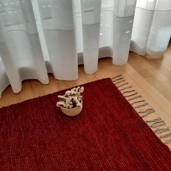 Small Red Wine Rug - 60x110cm - Ring Line Rug