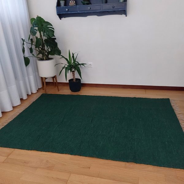 Large Dark Green Rug - 140x200cm - Ring Line Rug