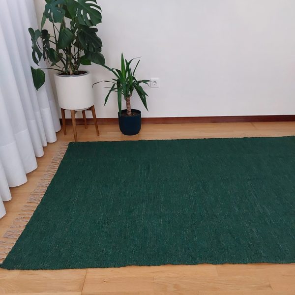 Large Dark Green Rug - 140x200cm - Ring Line Rug
