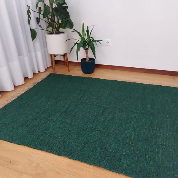 Large Dark Green Rug - 140x200cm - Ring Line Rug