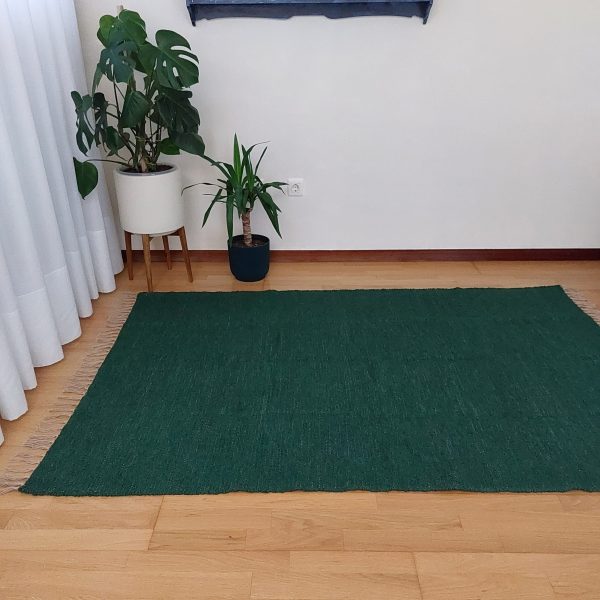 Large Dark Green Rug - 140x200cm - Ring Line Rug