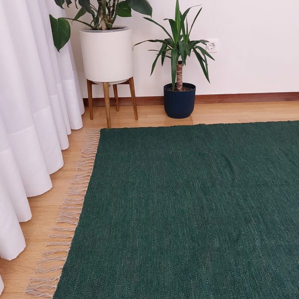 Large Dark Green Rug - 140x200cm - Ring Line Rug