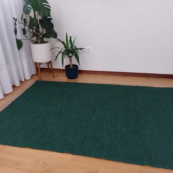 Large Dark Green Rug - 140x200cm - Ring Line Rug