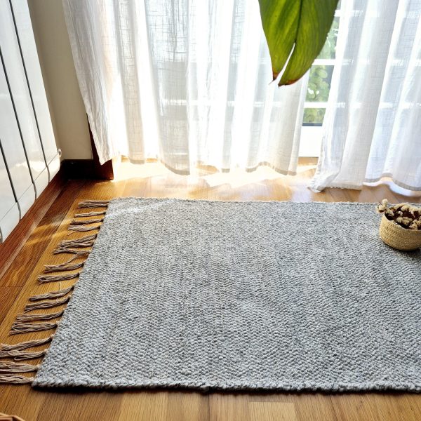Medium Light Grey Rug - 70x140cm - Ring Line Rug