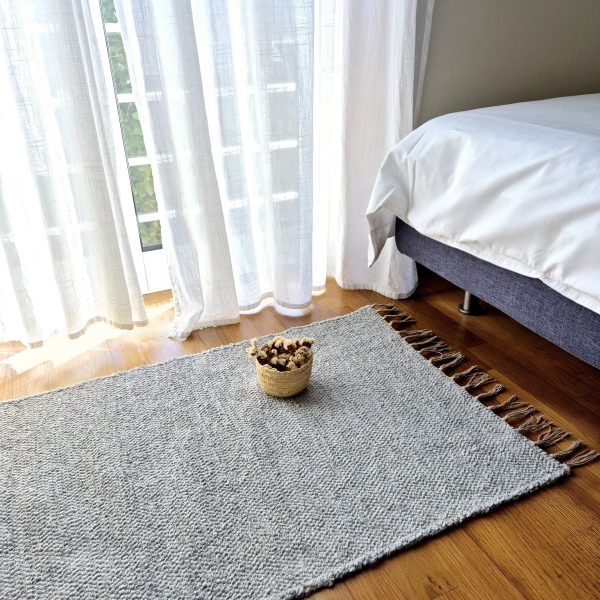 Medium Light Grey Rug - 70x140cm - Ring Line Rug