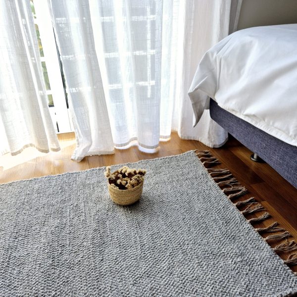 Medium Light Grey Rug - 70x140cm - Ring Line Rug