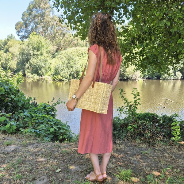 Reed Shoulder Bag with Leather Handles
