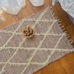 Small Light Brown and Cream Diamond Rug - 50x100cm - Soft Rug