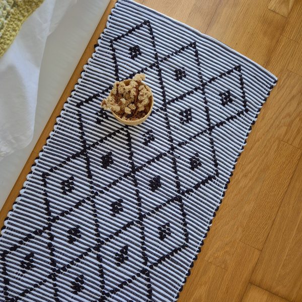 Runner Rug Black and White - 50x200cm - Knotted Rug
