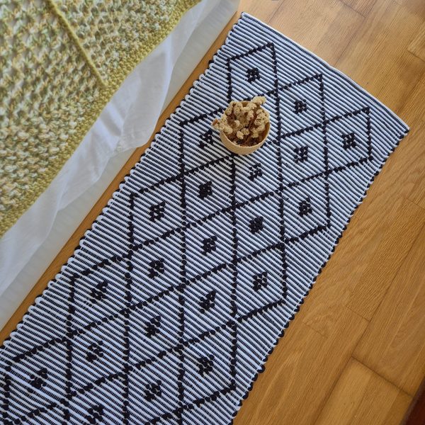 Runner Rug Black and White - 50x200cm - Knotted Rug