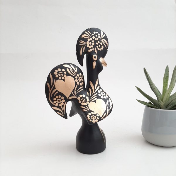 Small Black and Gold Portuguese Rooster - 20cm