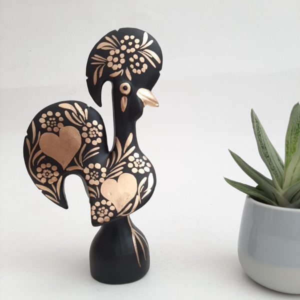 Small Black and Gold Portuguese Rooster - 20cm