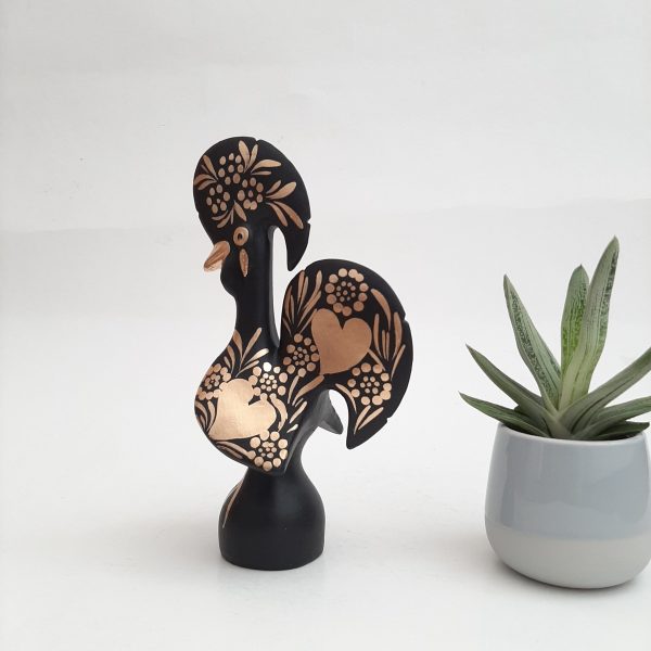 Small Black and Gold Portuguese Rooster - 20cm