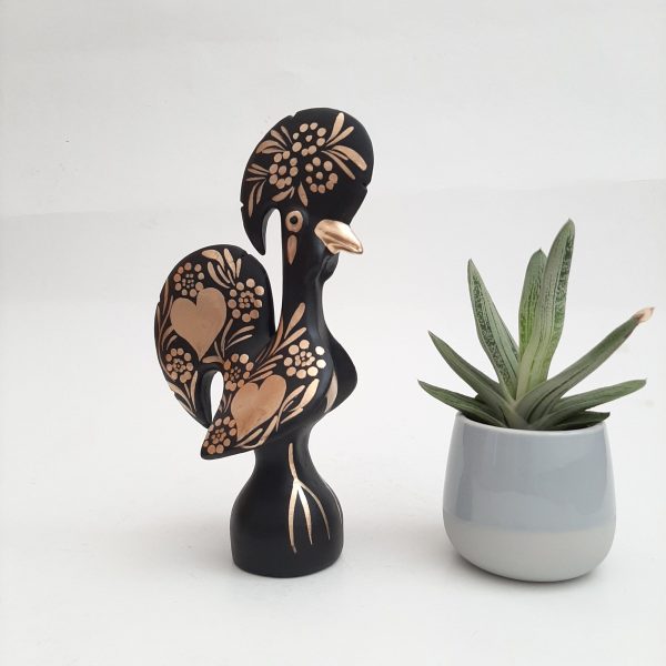 Small Black and Gold Portuguese Rooster - 20cm