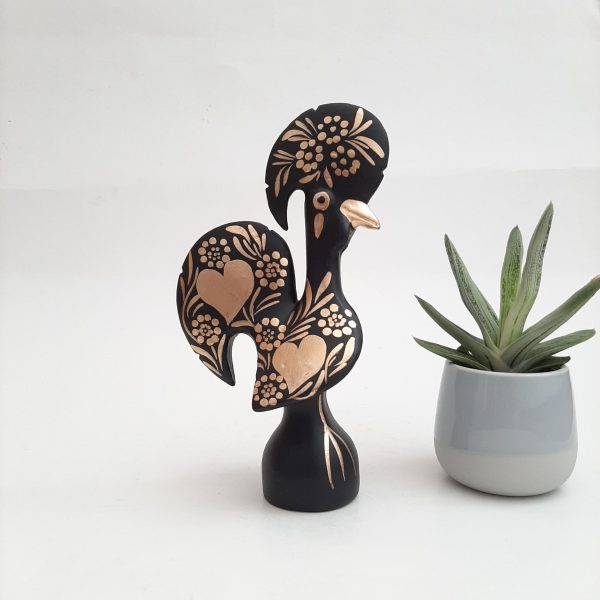 Small Black and Gold Portuguese Rooster - 20cm