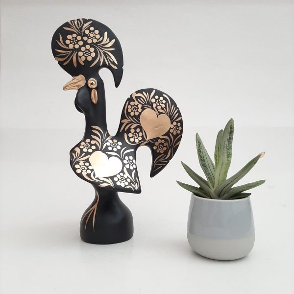 Large Black and Gold Portuguese Rooster - 30cm