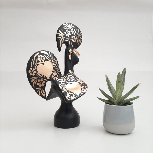 Large Black and Gold Portuguese Rooster - 30cm