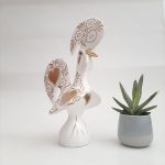 Large White and Gold Portuguese Rooster - 30cm