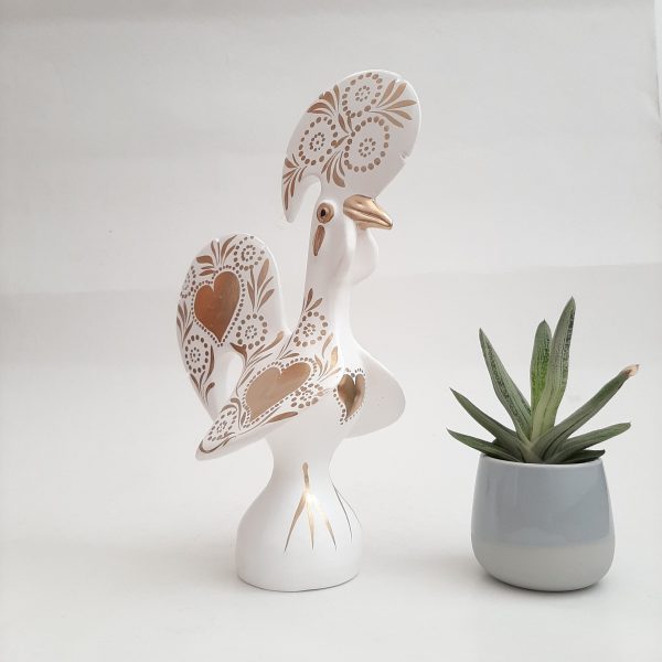 Large White and Gold Portuguese Rooster - 30cm