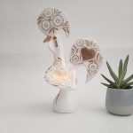 Large White and Gold Portuguese Rooster - 30cm