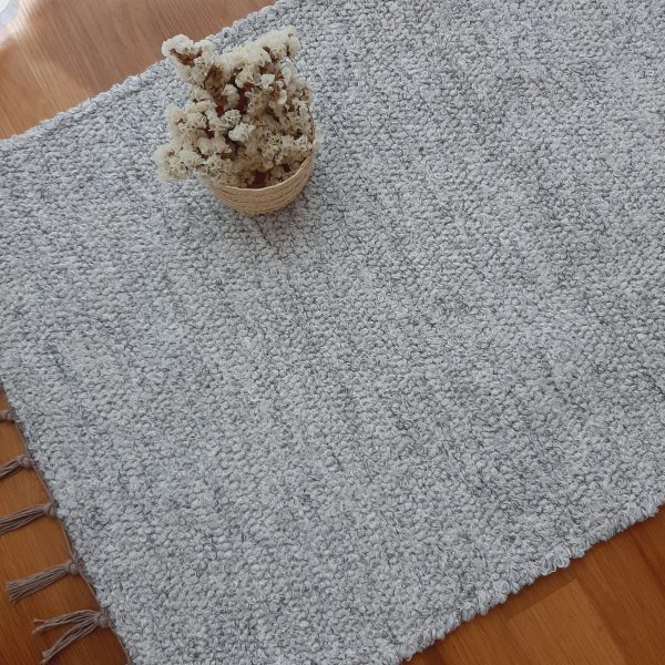 Small White and Grey Rug - 60x110cm - Ring Line Rug