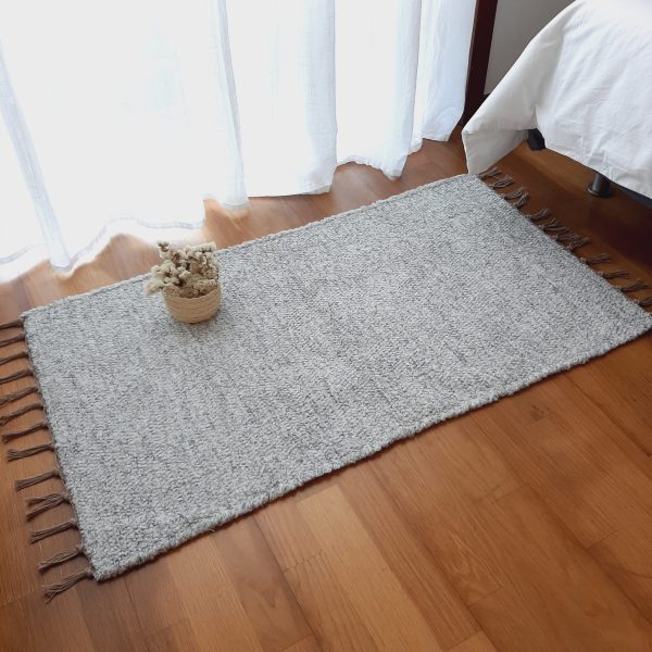 Small White and Grey Rug - 60x110cm - Ring Line Rug