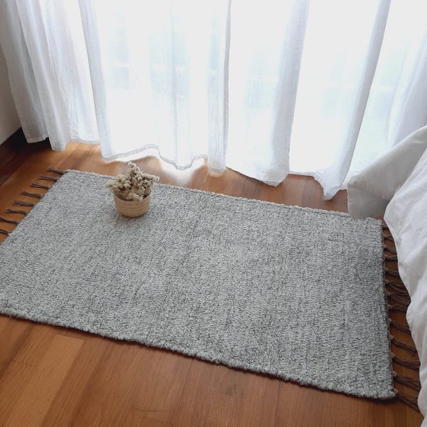 Small White and Grey Rug - 60x110cm - Ring Line Rug