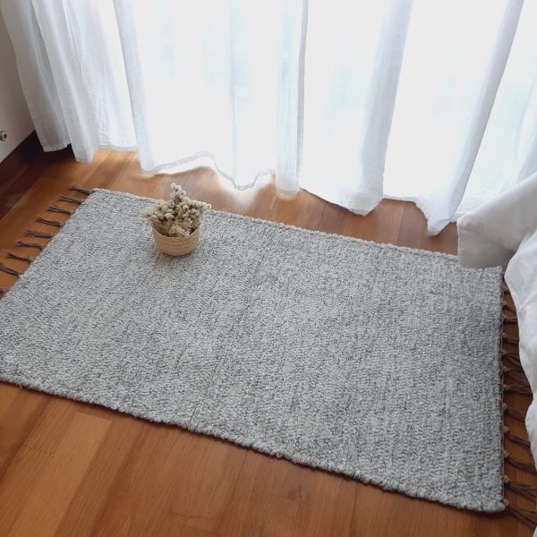 Small White and Grey Rug - 60x110cm - Ring Line Rug