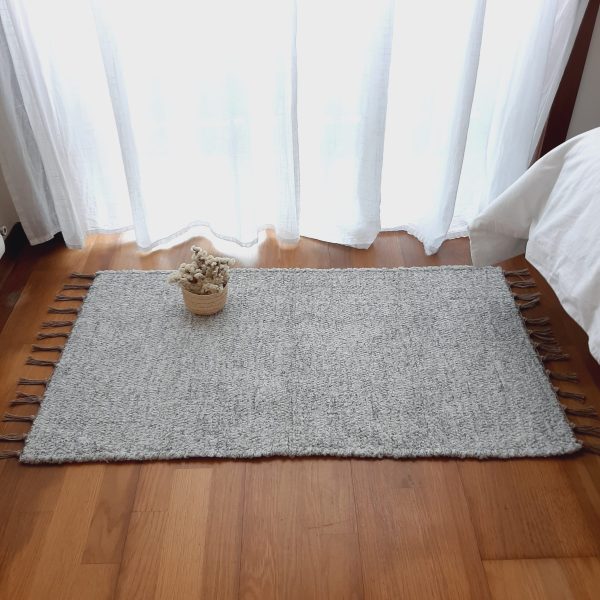 Small White and Grey Rug - 60x110cm - Ring Line Rug